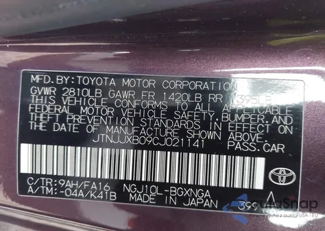 2012 Scion Iq from USA, damaged, VIN JTNJJXB09CJ021141